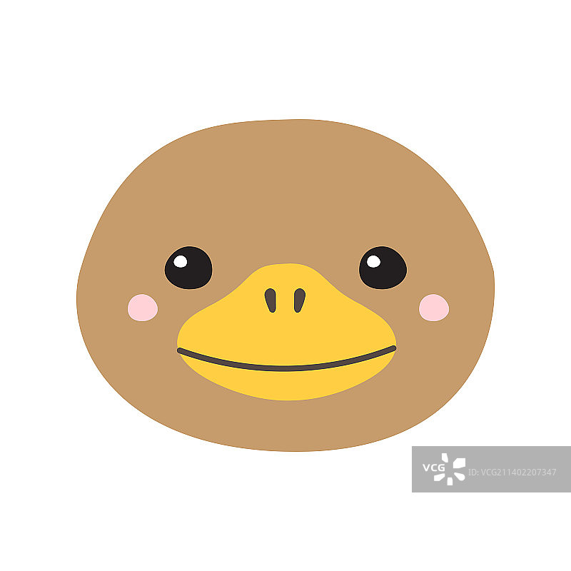 扁平手绘鸭嘴兽头像图片素材