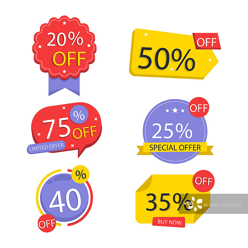 扁平风格：折扣数字促销套装图片素材