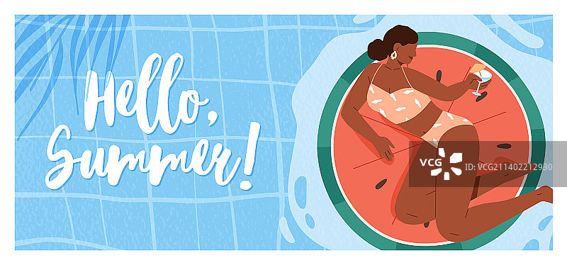 比基尼黑人女性夏季卡片图片素材