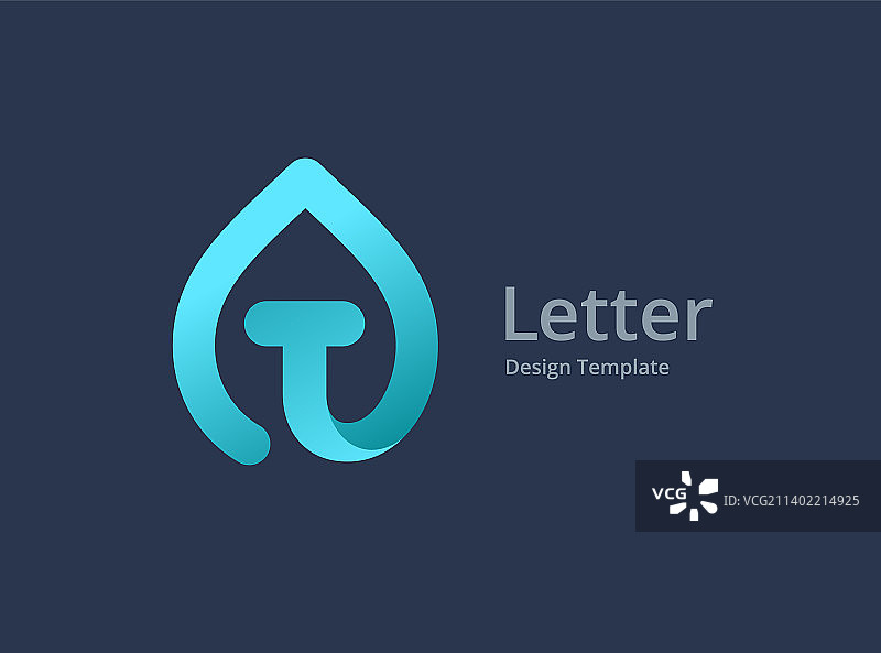 带有水滴标志图标设计的字母T图片素材