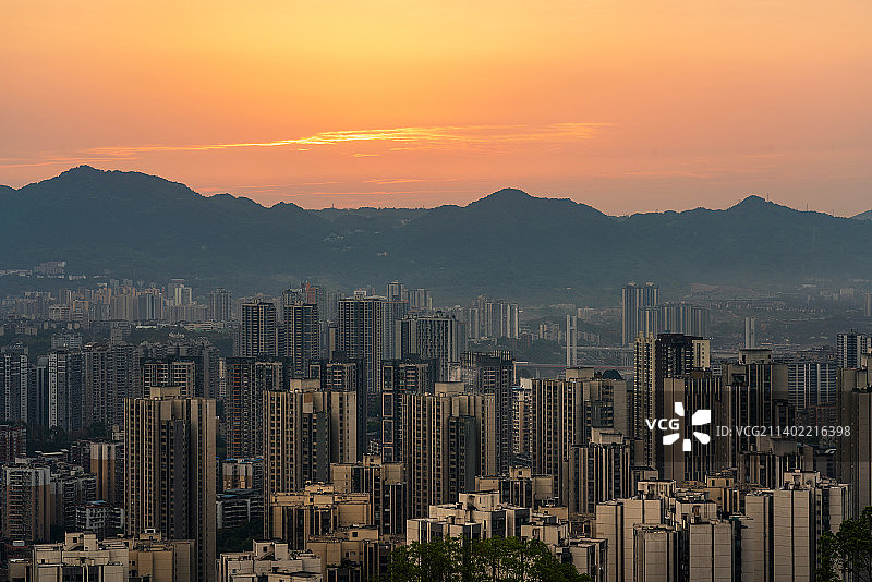 重庆鸿恩寺森林公园观看重庆日落图片素材