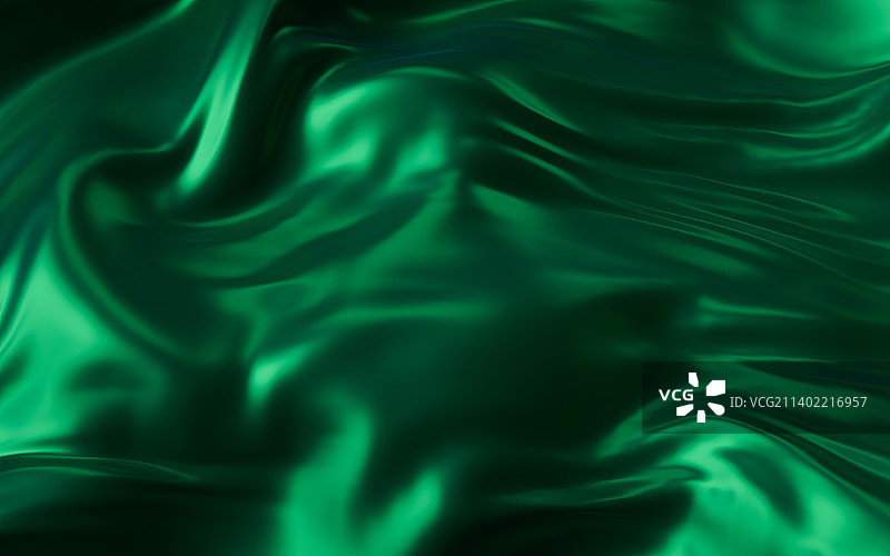 流动的绿色布料3D渲染图片素材