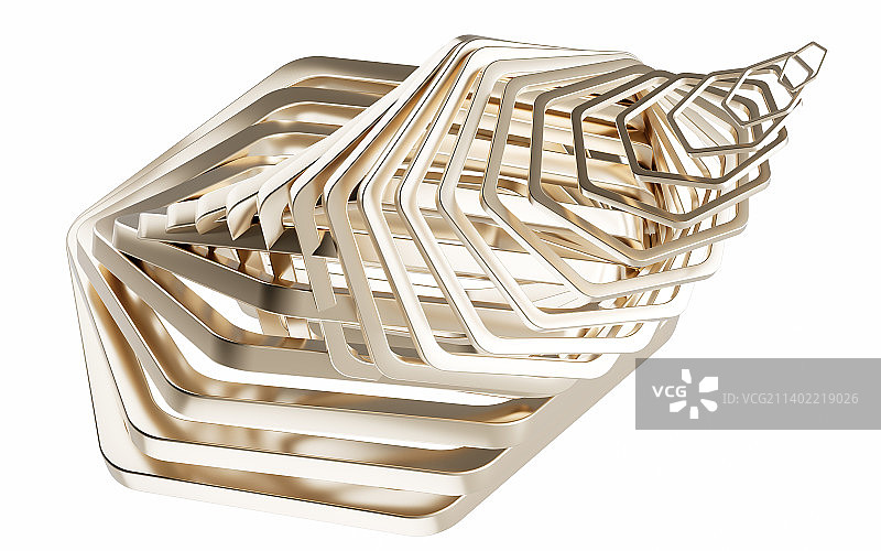 六边形金属框背景3D渲染图片素材