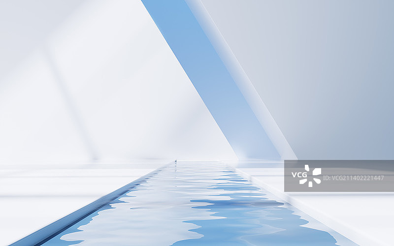 室内水面空房间3D渲染图片素材