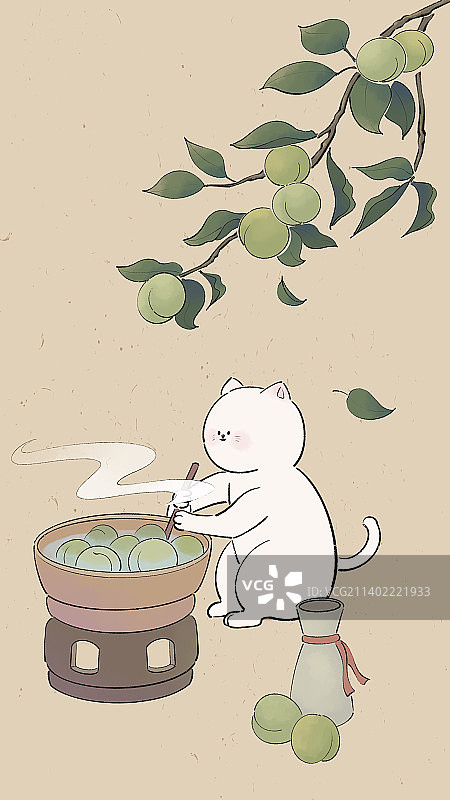 猫咪青梅酒壁纸图片素材