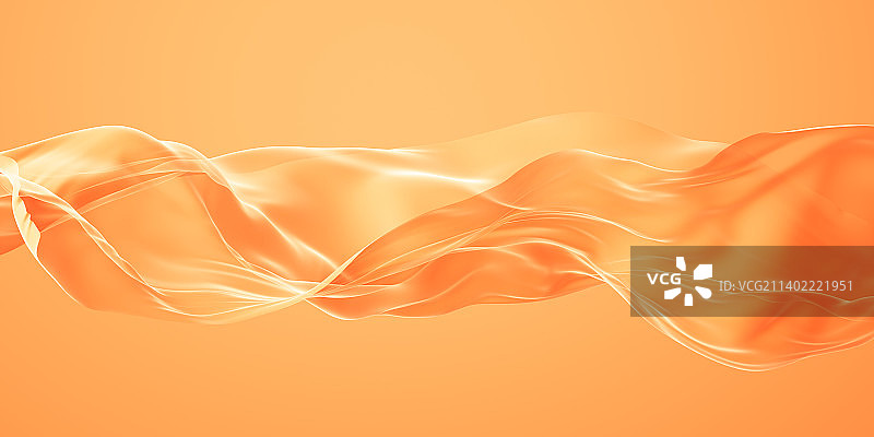 流动的橙色布料3D渲染图片素材