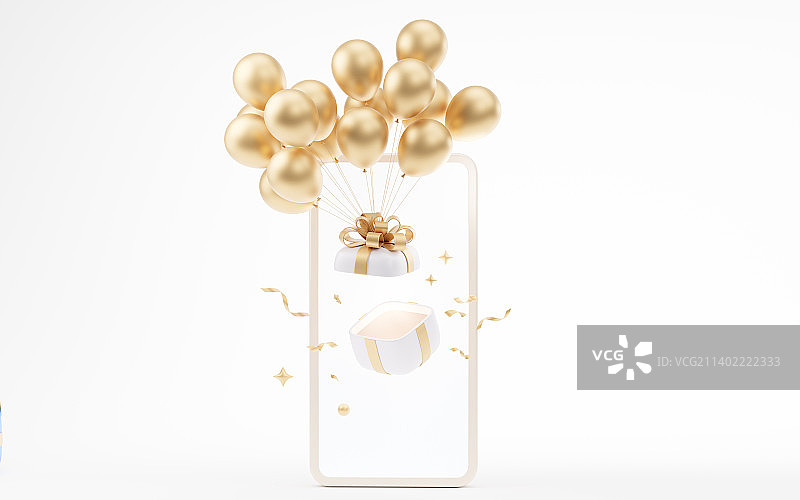 礼物盒与手机3D渲染图片素材