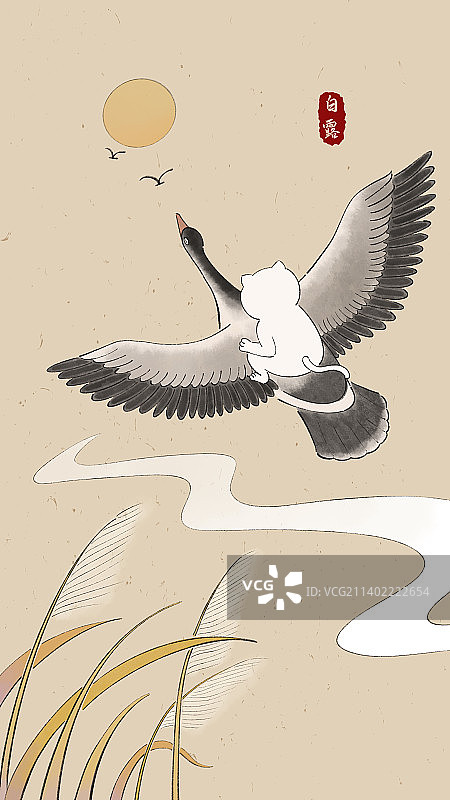 猫咪二十四节气白露壁纸图片素材