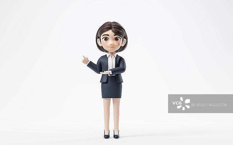 穿着正装的卡通女性3D渲染图片素材