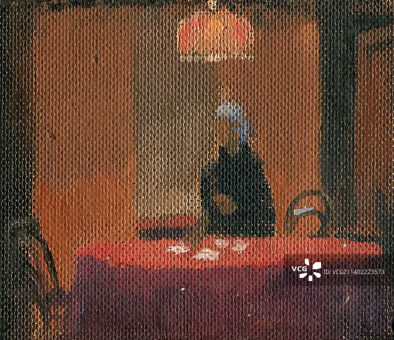 纸板上的老妇人油画绘画图片素材