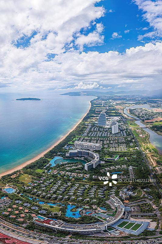 海南省三亚市海棠区海棠湾 蓝天白云海景风光图片素材