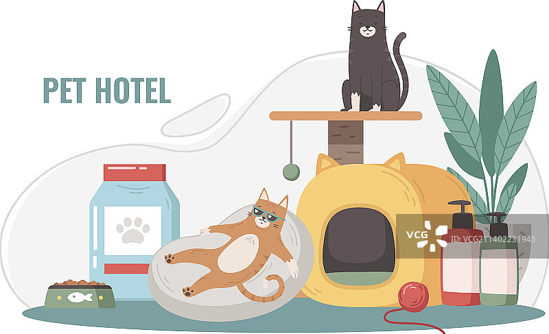 宠物酒店卡通构图图片素材
