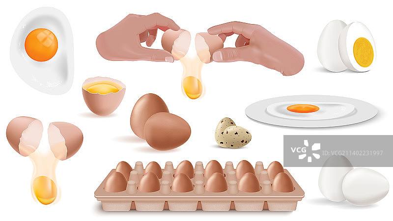 烹饪鸡蛋写实图标集图片素材