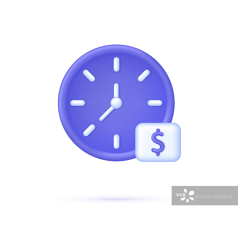 3D时钟与美元图标图片素材