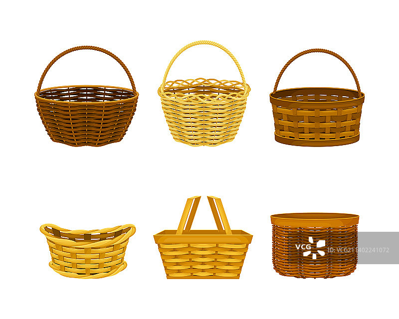 传统柳条筐套装图片素材