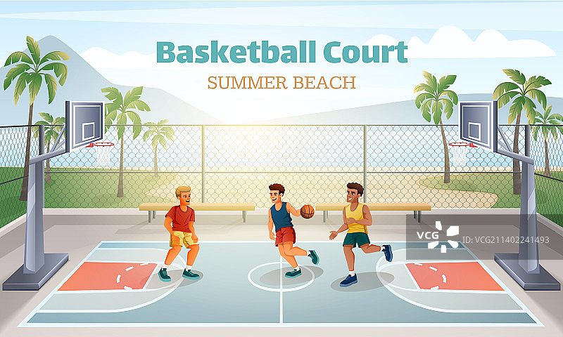 沙滩篮球场图片素材