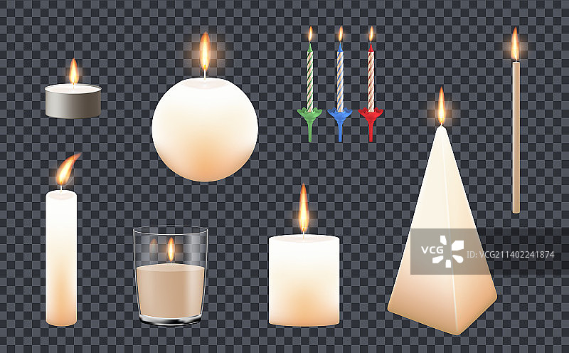 逼真蜡烛形状合集图片素材