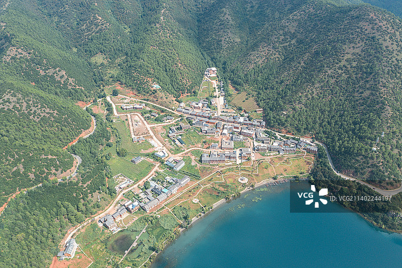 泸沽湖尼赛村航拍图片素材