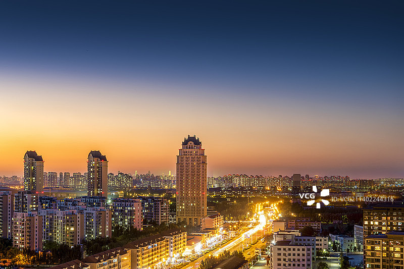 天津市津南区黄昏时分城市风光图片素材