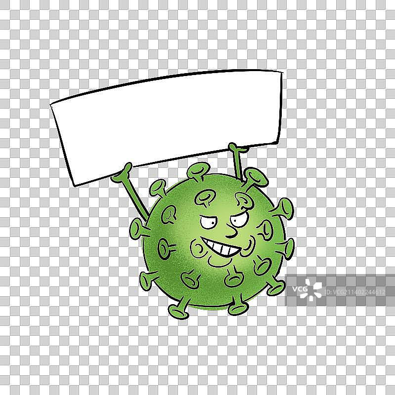 举着牌子拟人化的新冠病毒图片素材