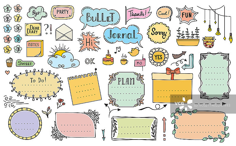 项目符号日记彩色涂鸦框架图片素材