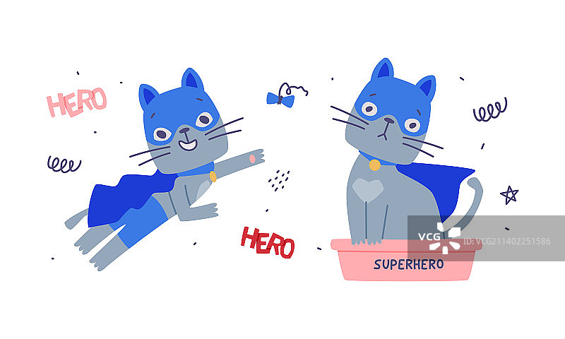 有趣的猫咪超级英雄图片素材