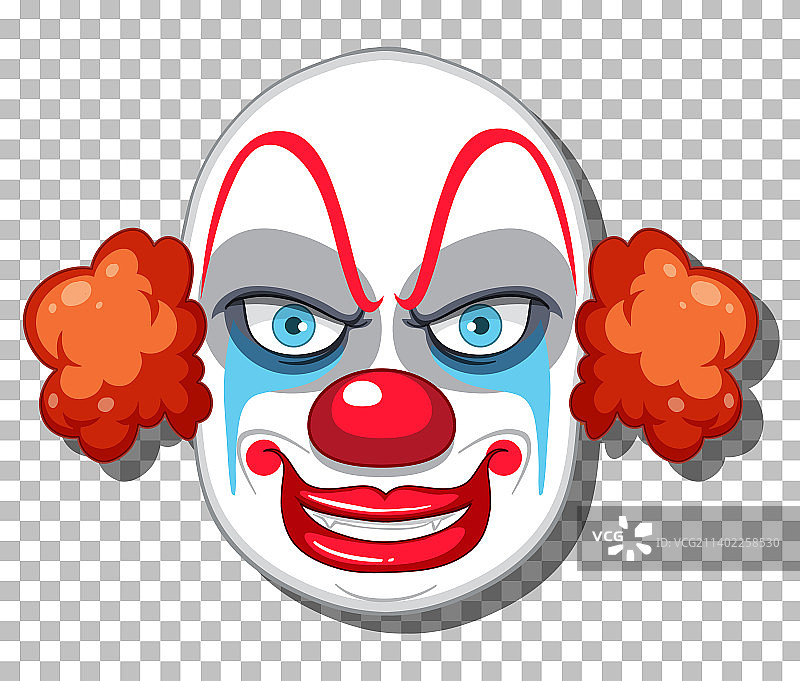 网格背景上的恐怖小丑头图片素材