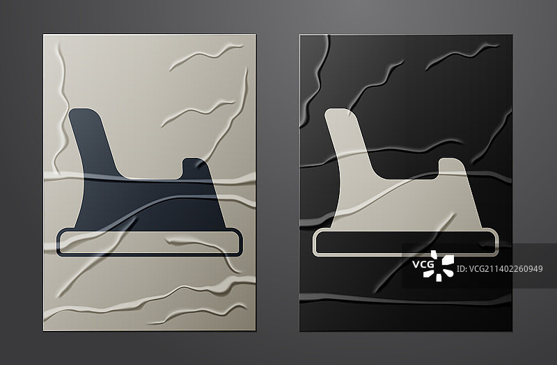 白色婴儿便盆图标，在皱纸背景上图片素材