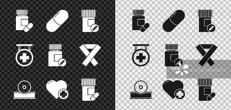 药品瓶和药丸或药片套装图片素材