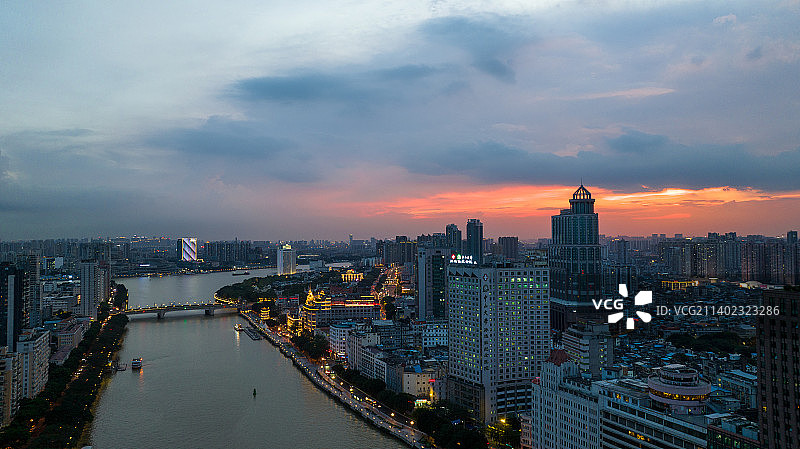 航拍广州市荔湾区城市风光图片素材