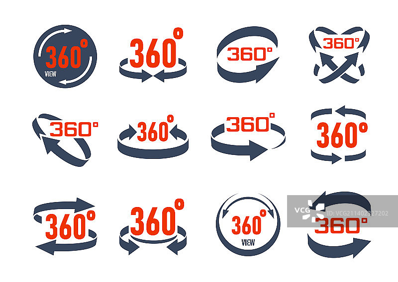 360度虚拟相机旋转图标集图片素材