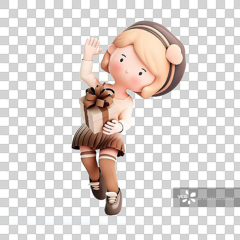 3D渲染的可爱卡通女孩图片素材