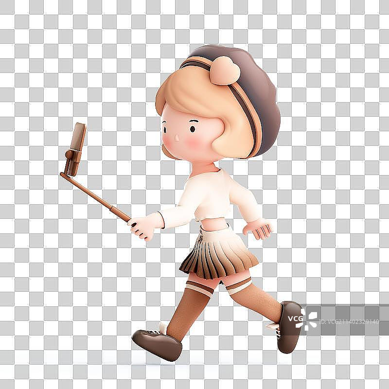 3D渲染的可爱卡通女孩图片素材