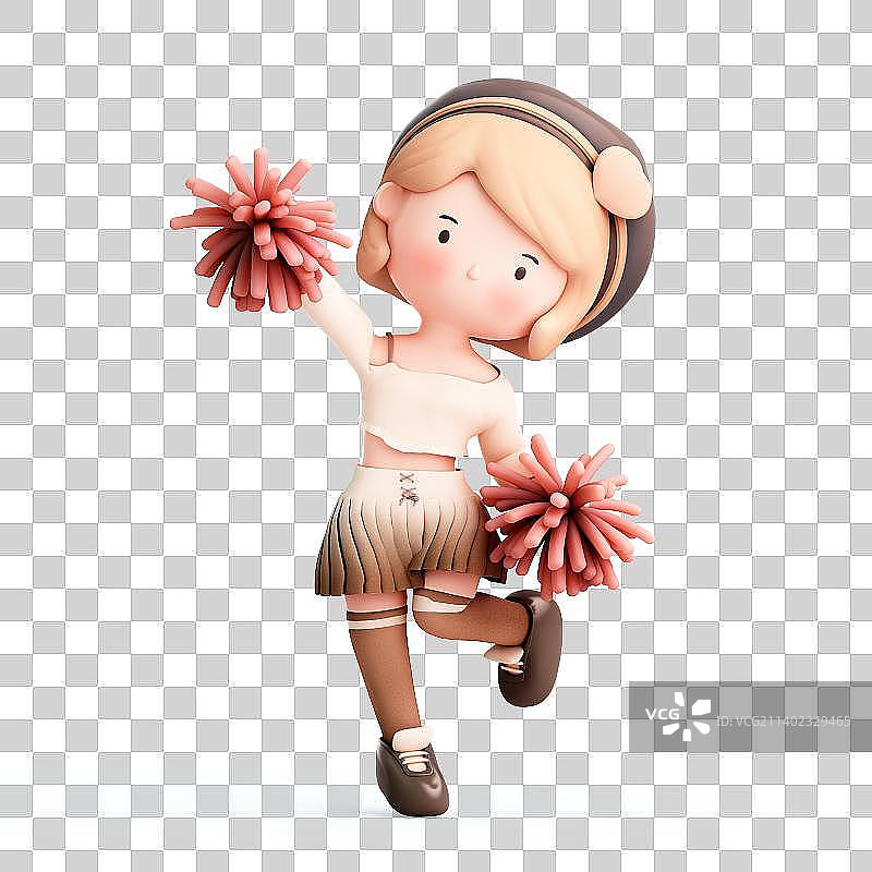 3D渲染的可爱卡通女孩图片素材