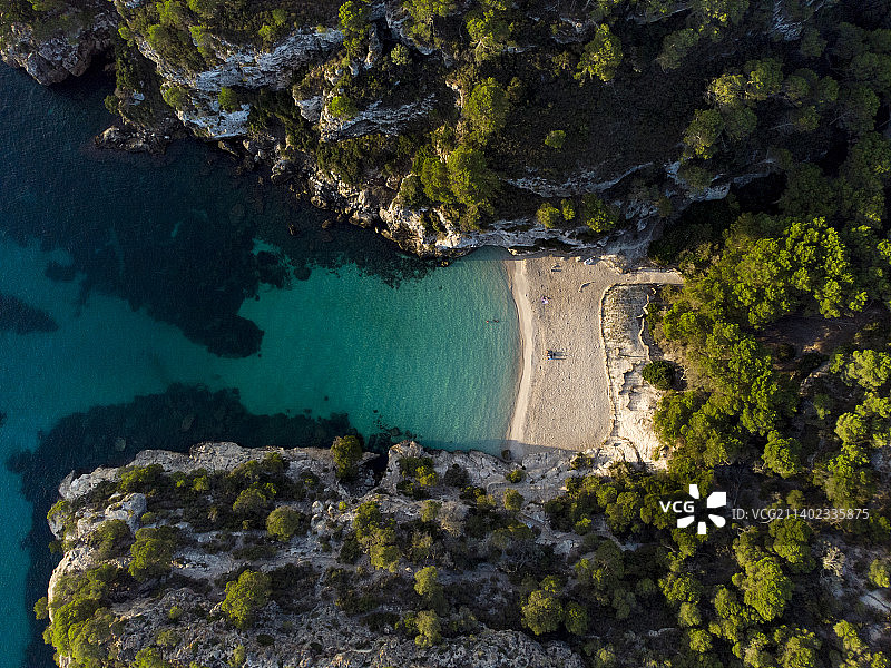 西班牙马卡雷列塔海边树木高角度景观图片素材