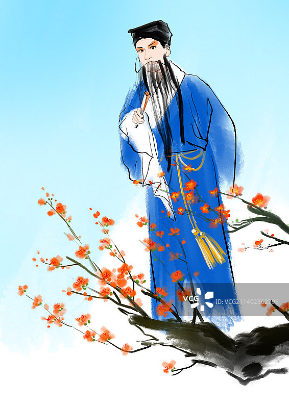 非物质文化遗产京剧人物插画教书先生老生图片素材