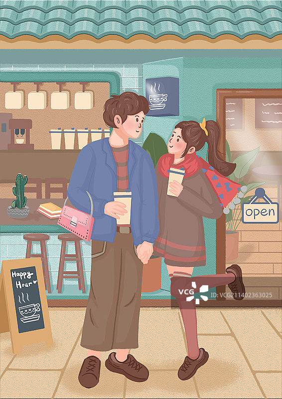 情侣喝咖啡图片素材