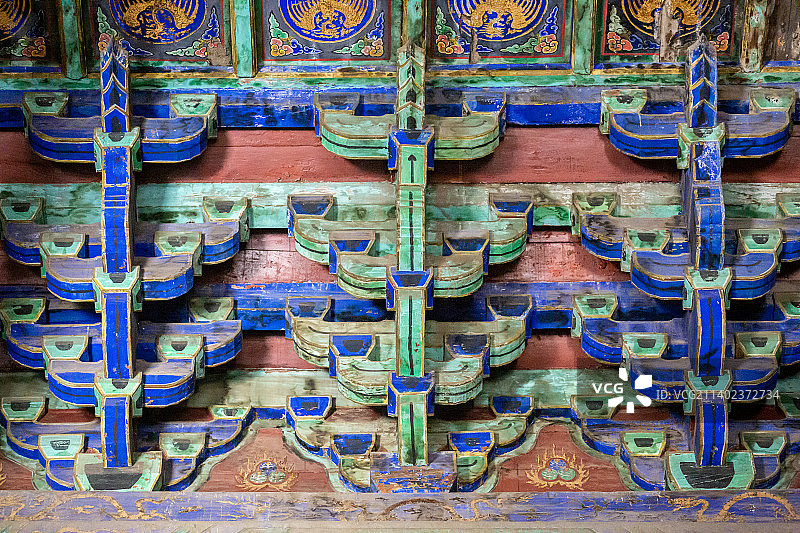 山东济宁曲阜孔庙：寝殿（祭祀孔子夫人亓官氏的殿堂）斗拱图片素材