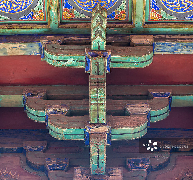 山东济宁曲阜孔庙：寝殿（祭祀孔子夫人亓官氏的殿堂）斗拱图片素材