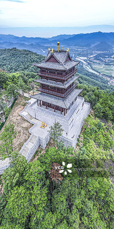 航拍金华积道山新建塔图片素材