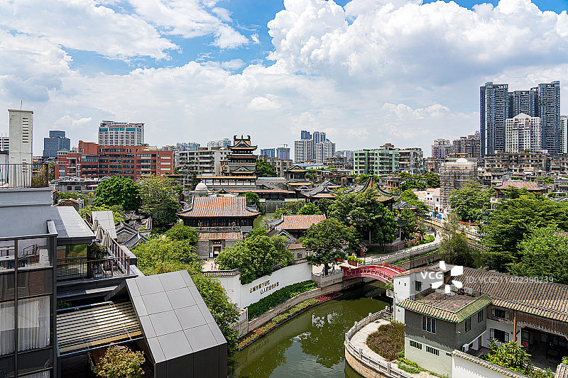 广州粤剧艺术博物馆和永庆坊旅游区航拍风光图片素材