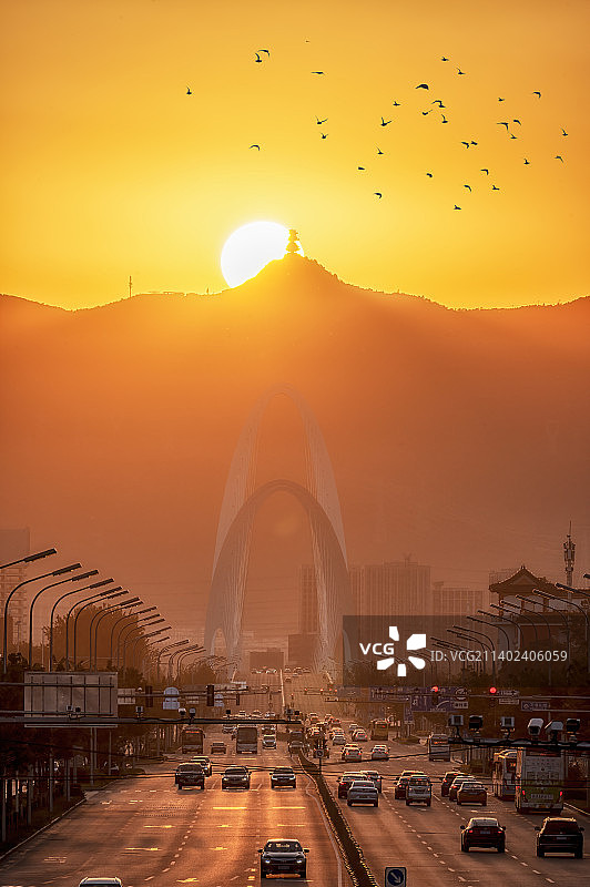 定都阁落日图片素材