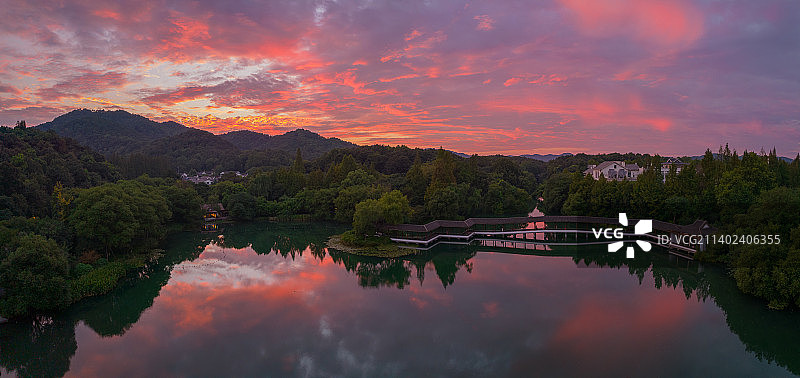 杭州西湖浴鹄湾晚霞图片素材