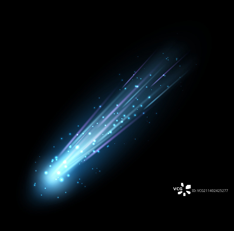蓝色流星划过夜空图片素材