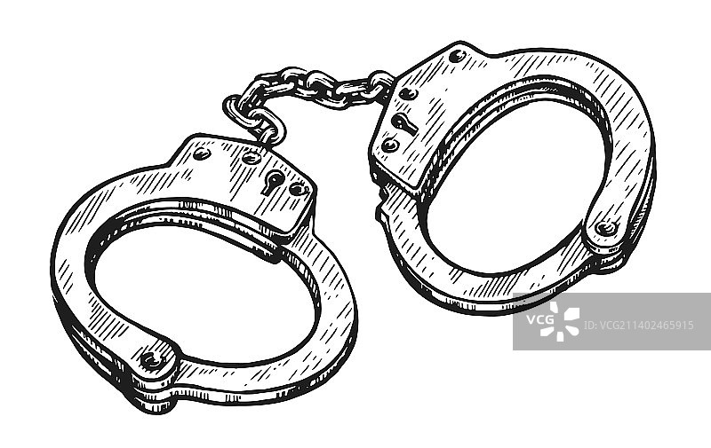 手绘金属监狱手铐图片素材