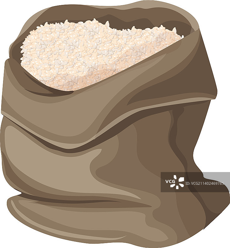 打开的米袋图标亚洲谷物帆布包图片素材