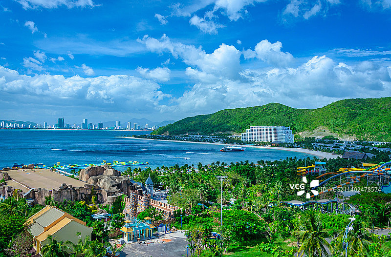 越南芽庄珍珠岛游乐园海景自然风光图片素材