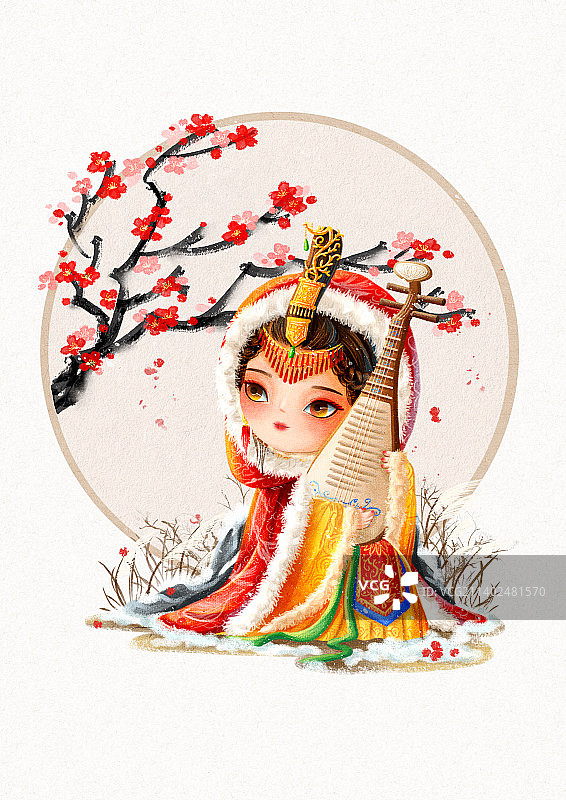 古风Q版人物-昭君出塞图片素材