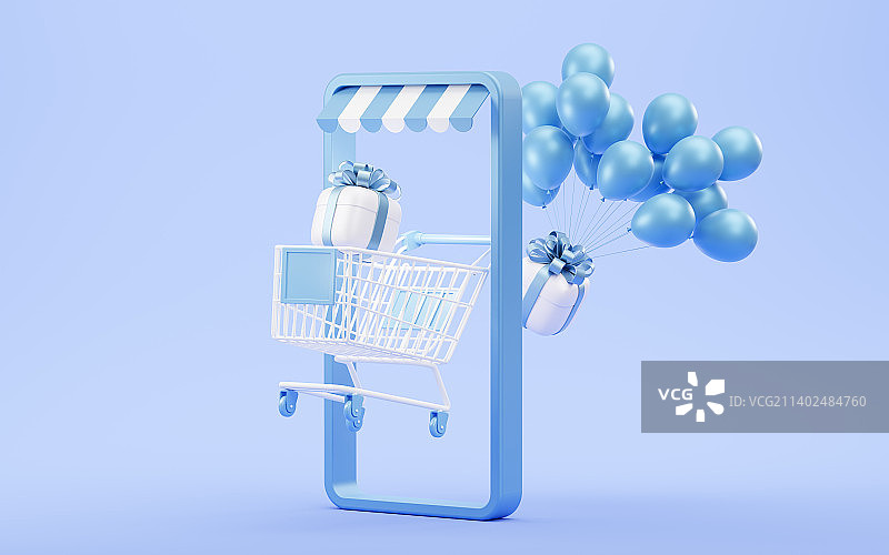礼物盒与购物主题3D渲染图片素材