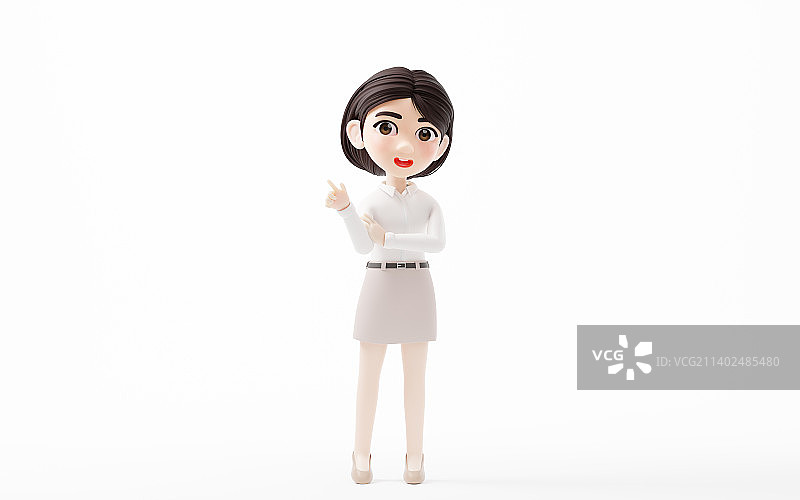 短发的卡通女性3D渲染图片素材
